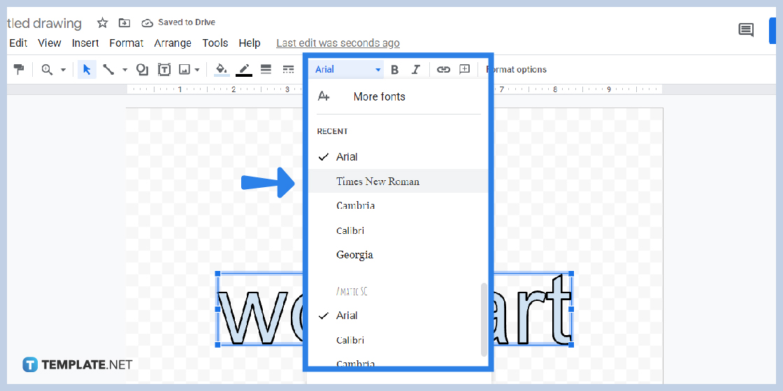 how to insert word art in google drawings step