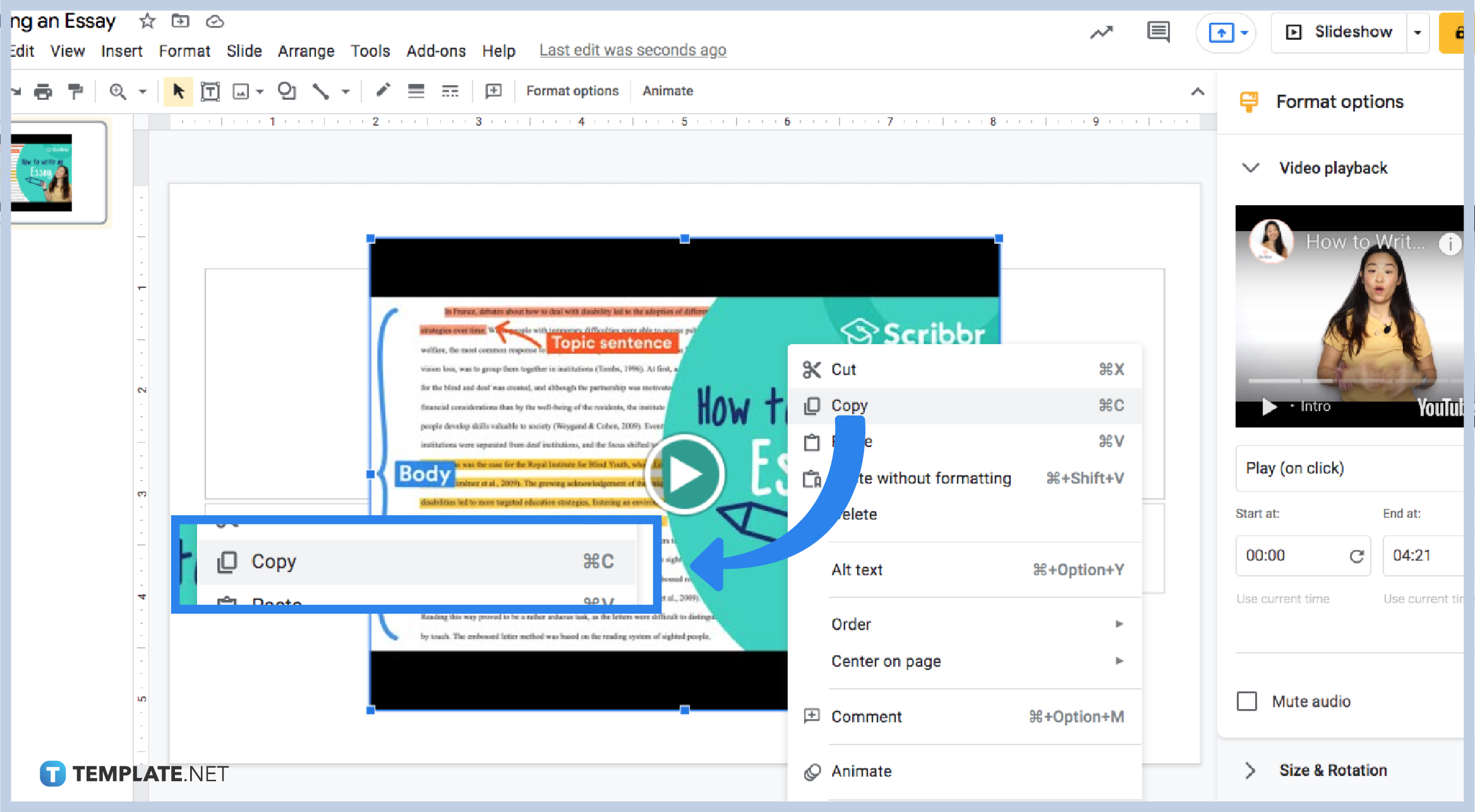 how to insert a video in google drawings step