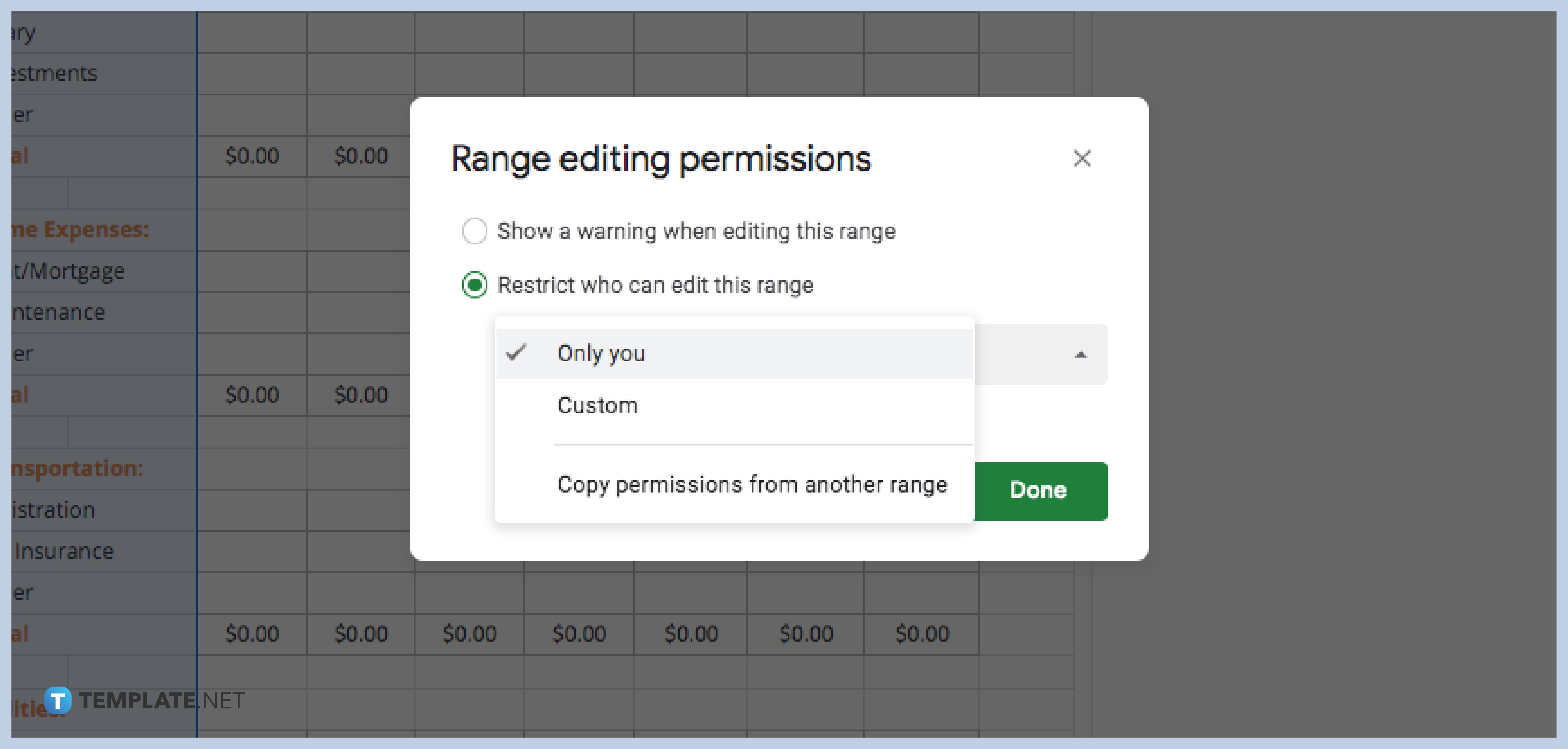 how to lock or unlock a column in google sheets step