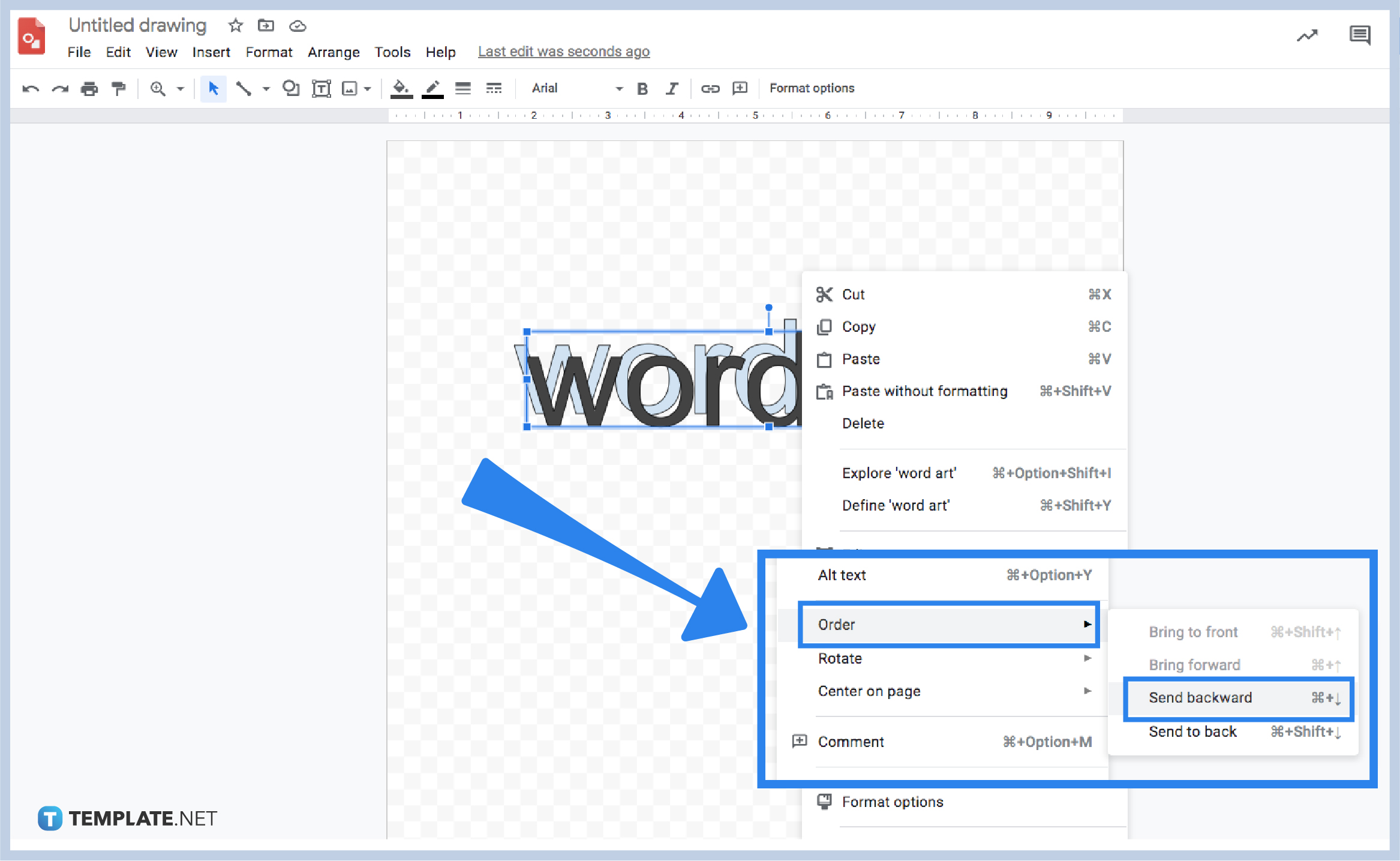 how to shadow letters in google drawings step