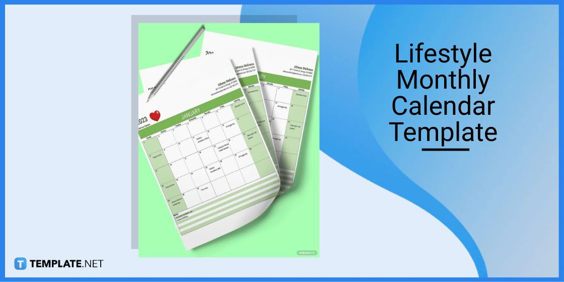 lifestyle monthly calendar template