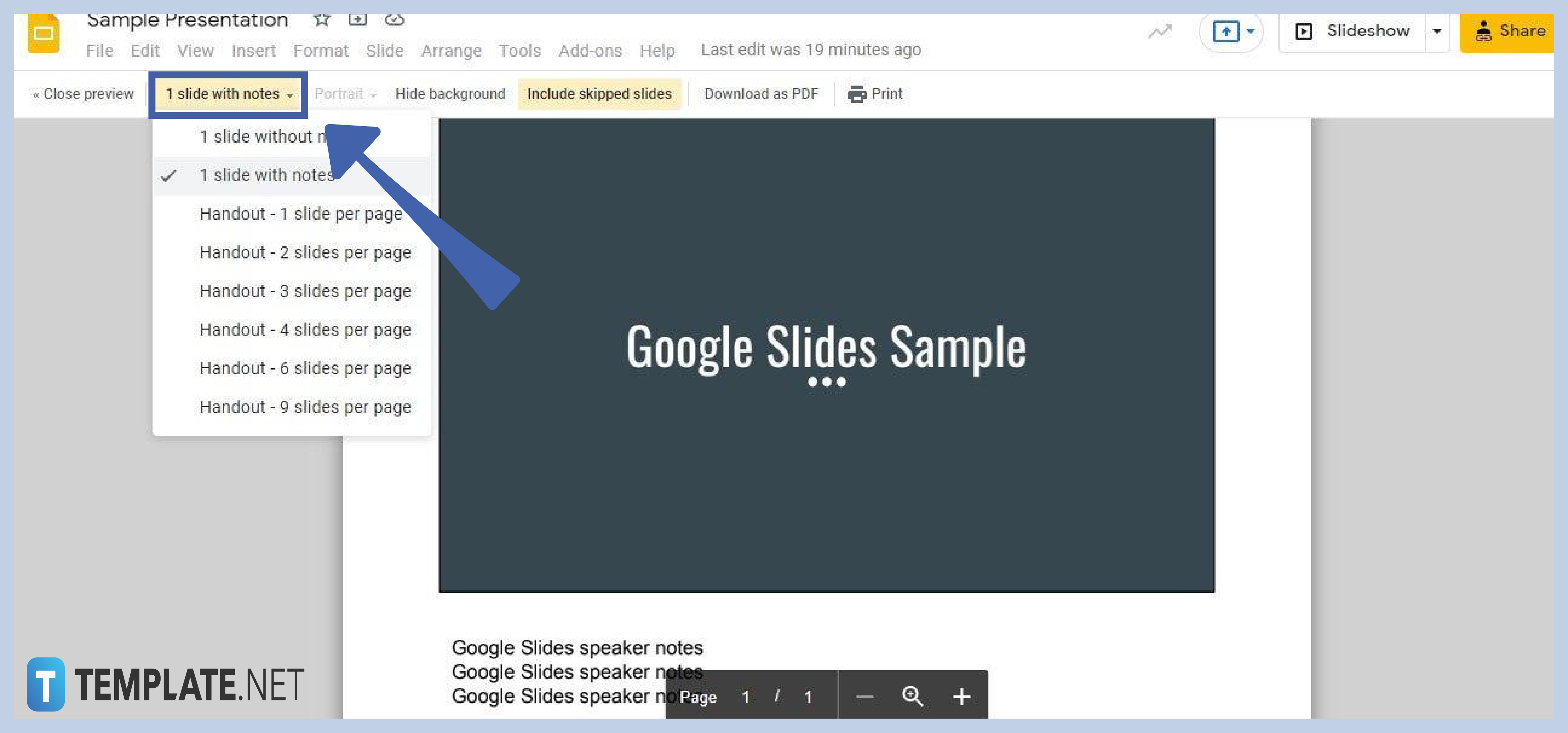 print google presentation with notes