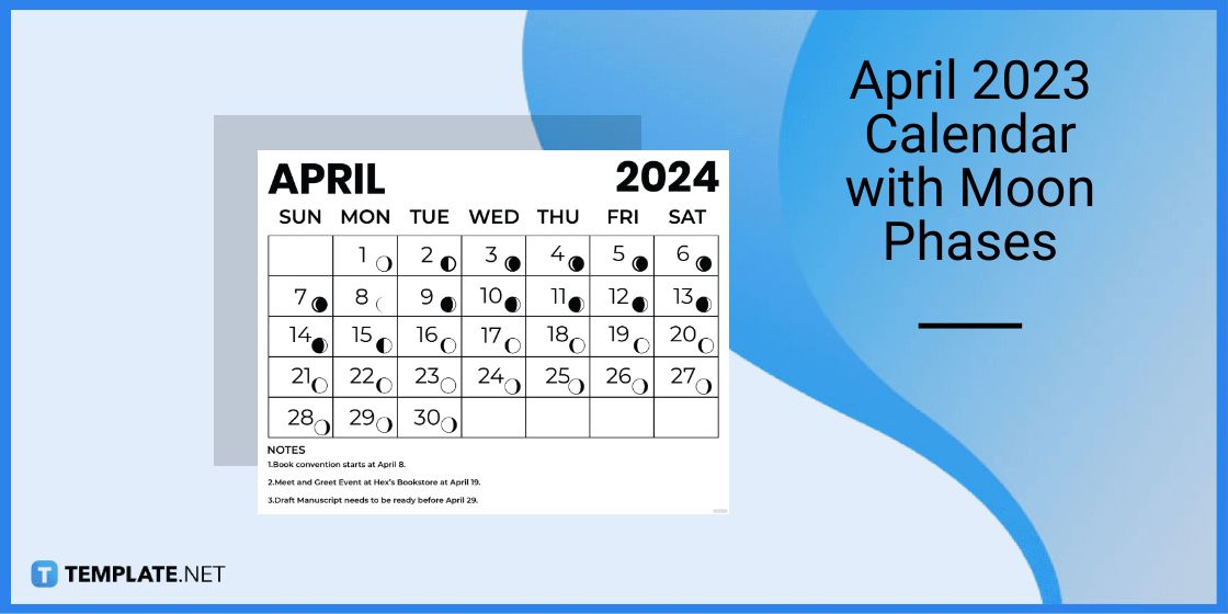 april 2023 calendar with moon phases template