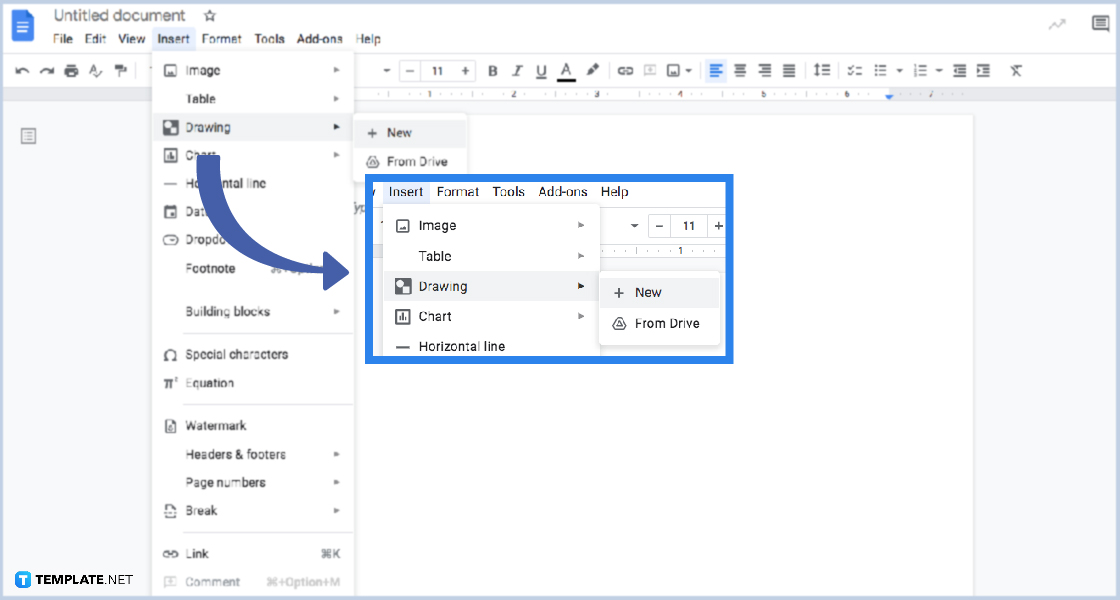 how to embed a google drawing into google docs step