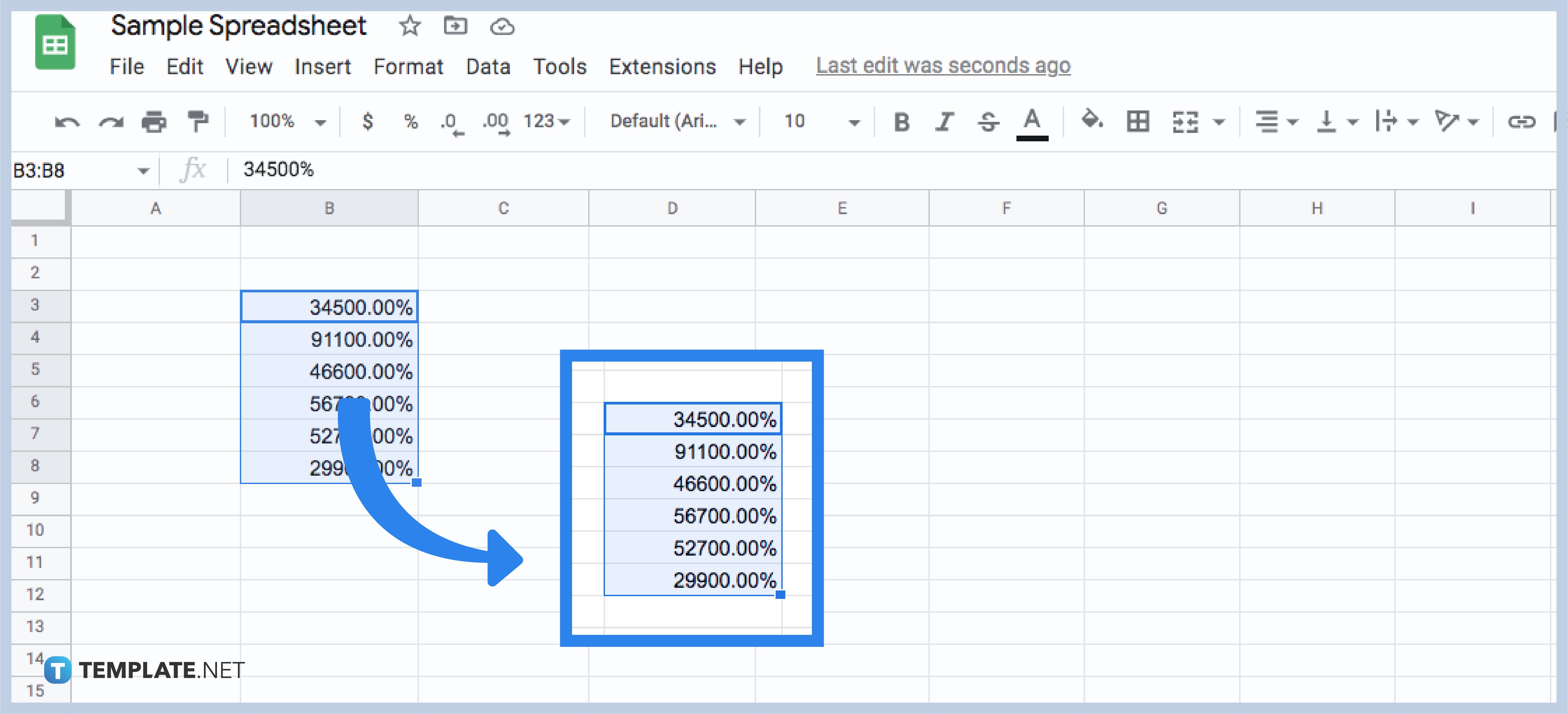 how to find percentage in google sheets step