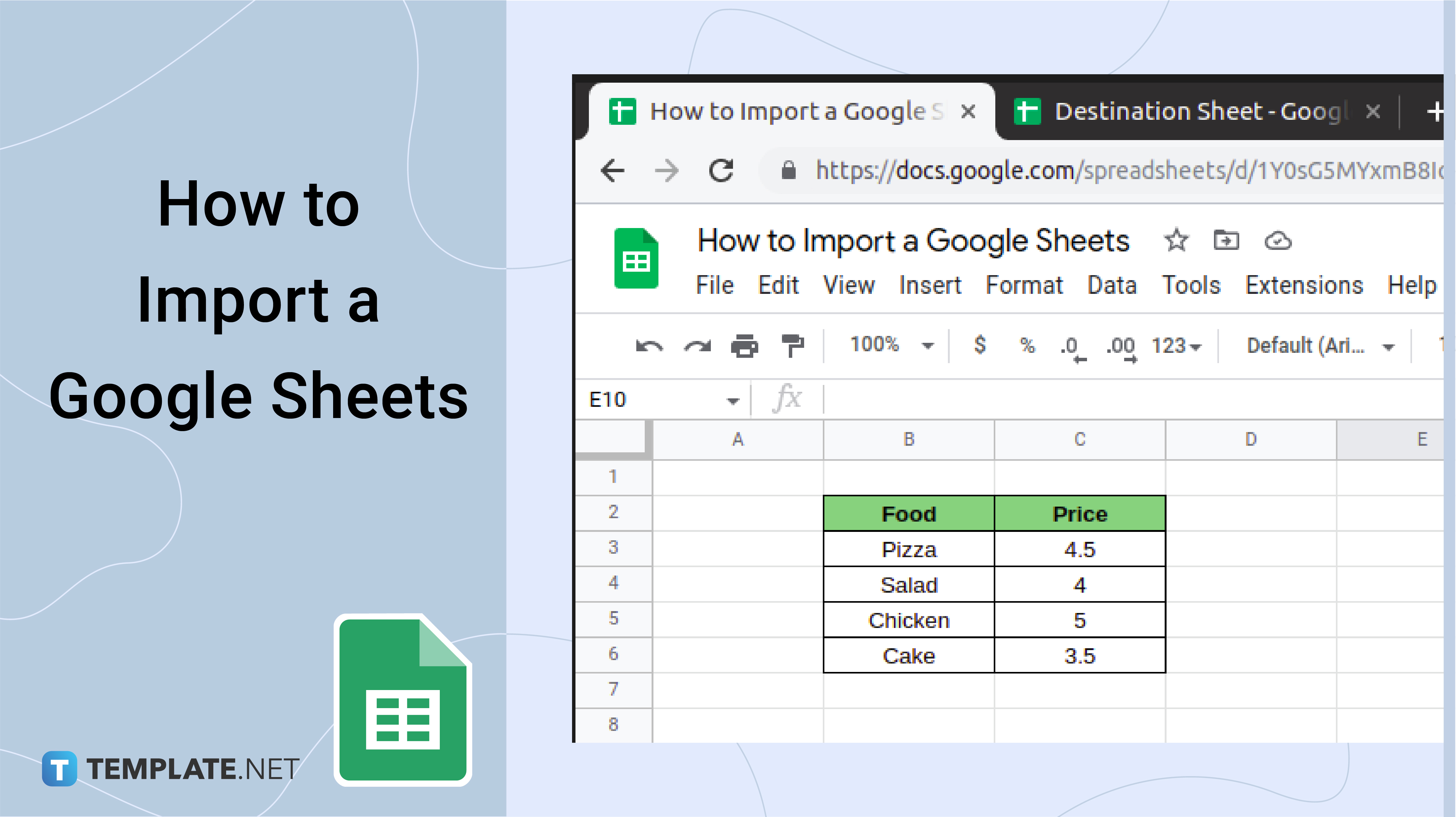 Can I import a template into Google Sheets?