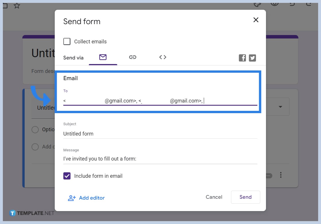 how to send multiple google forms in one email step