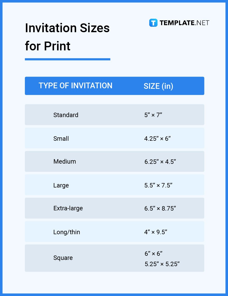 invitation sizes for print