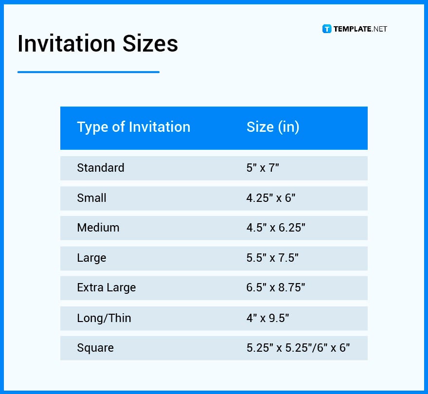 invitation sizes