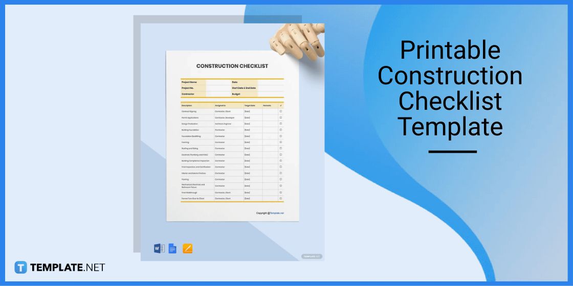 printable construction checklist template