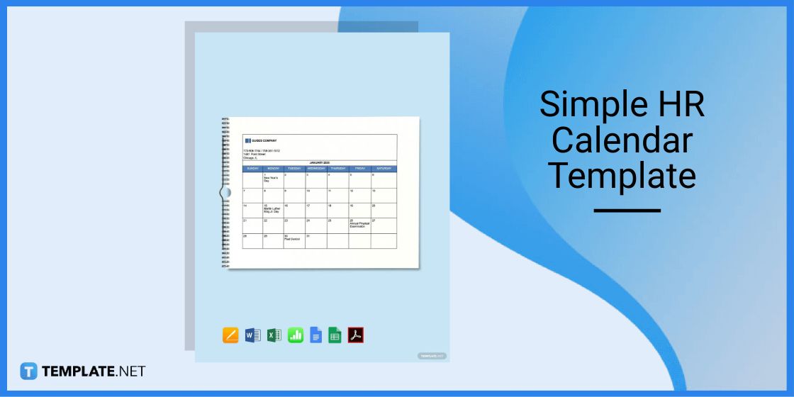 simple hr calendar template