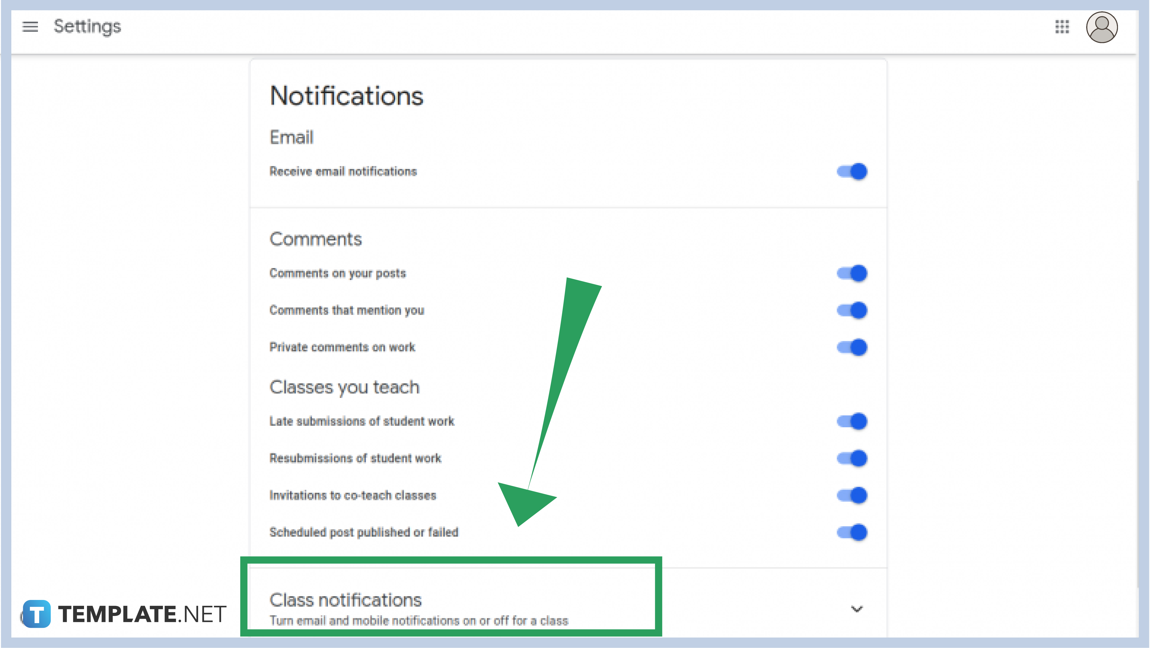 how to get email notifications from google classroom