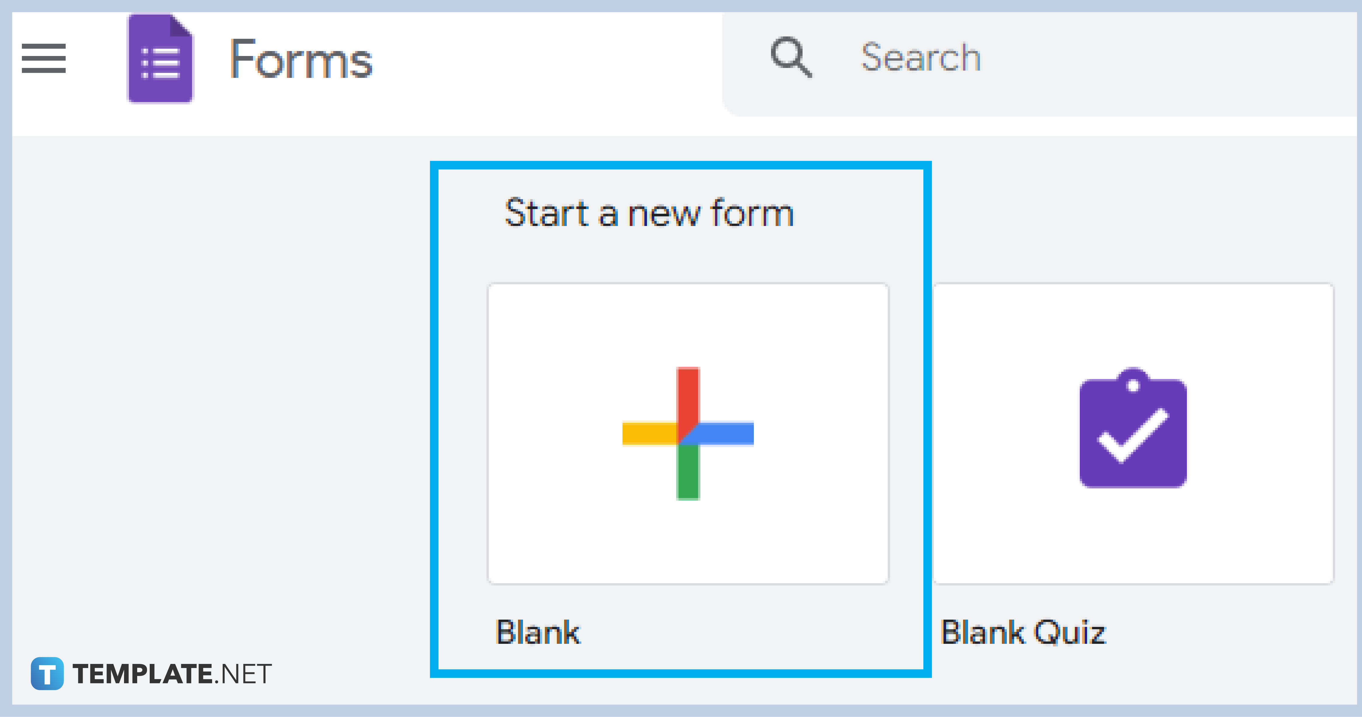 step 4 click blank to start a new form 0