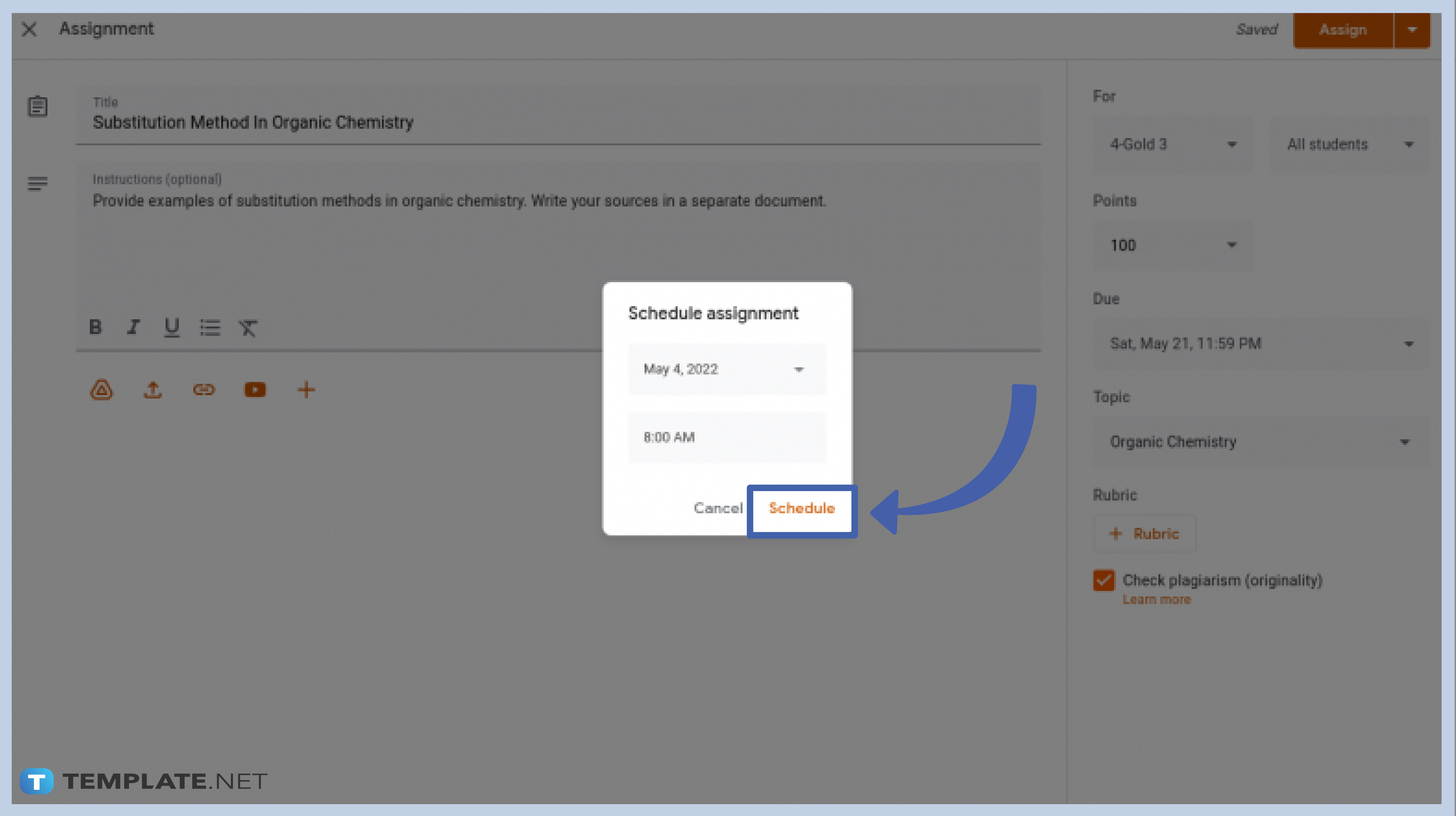 material vs assignment in google classroom