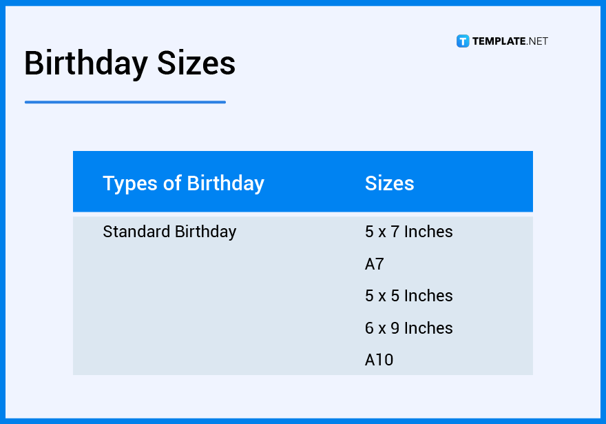 birthday sizes