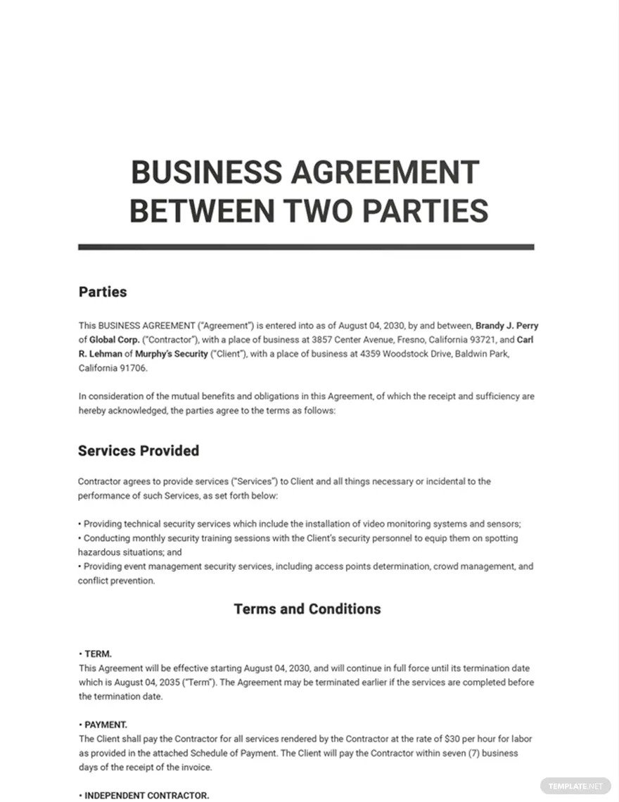 business agreement