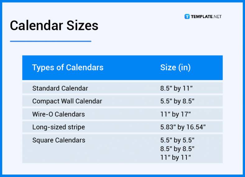 Calendar Design Size 