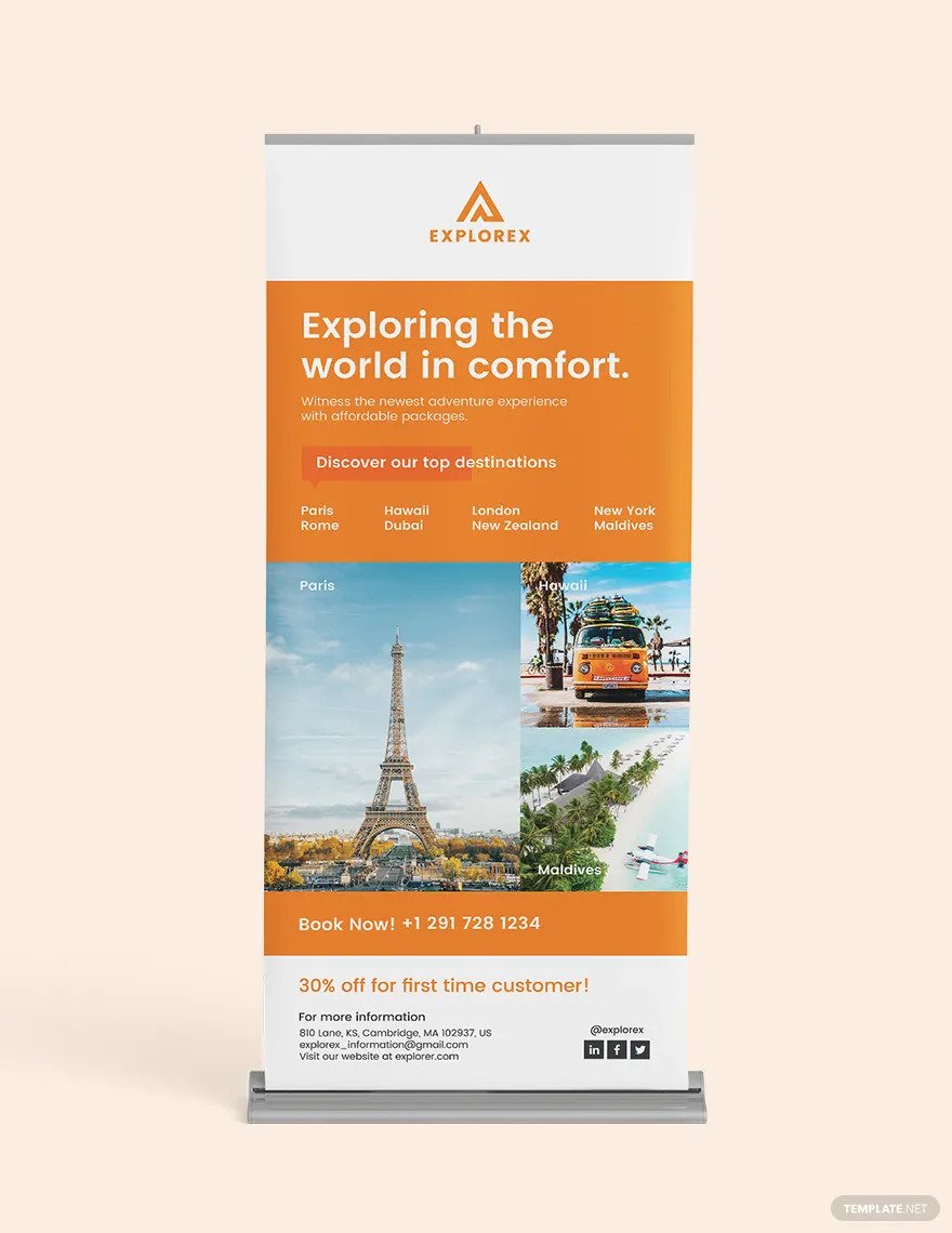 download travel roll up banner template