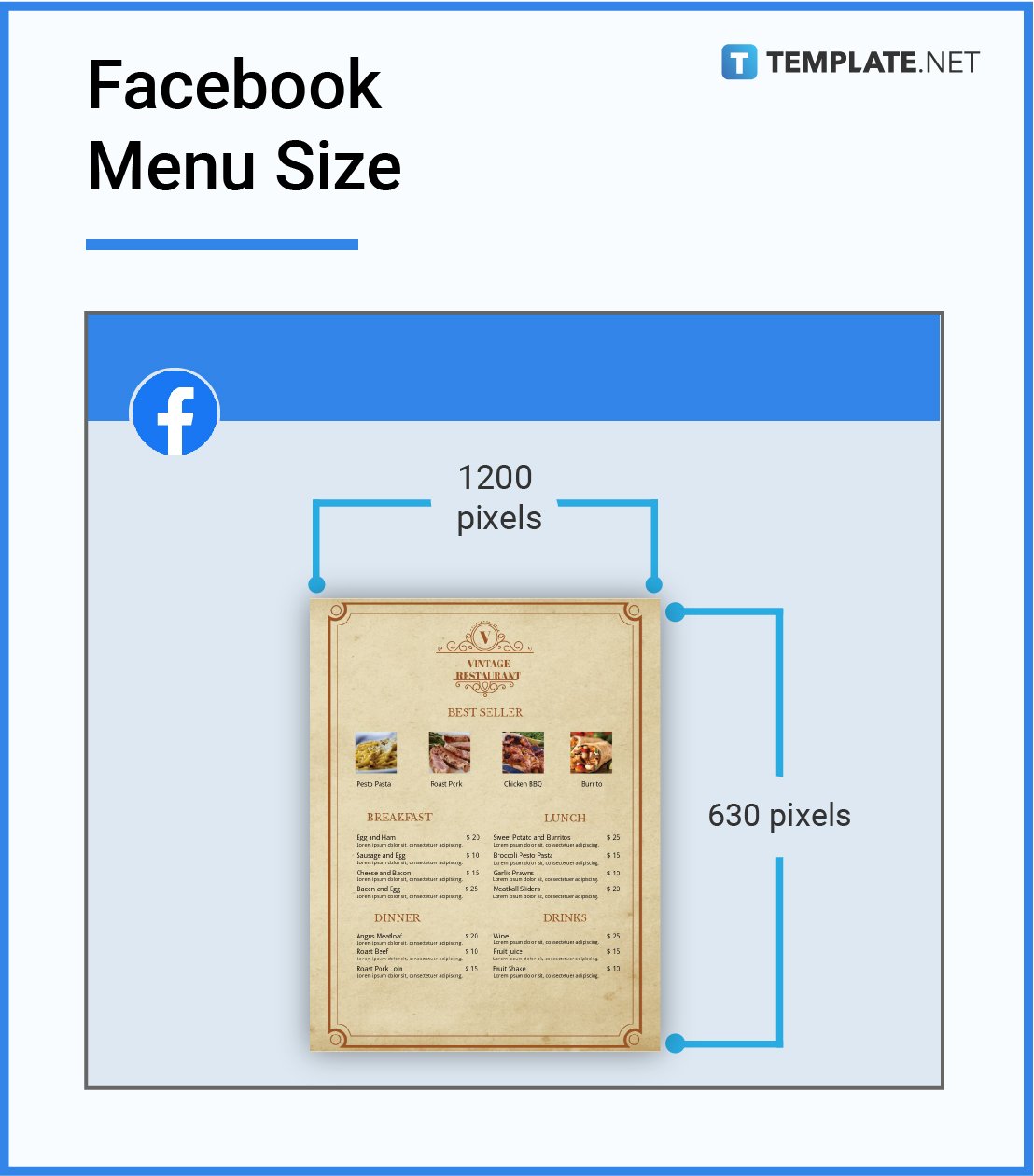 facebook menu size