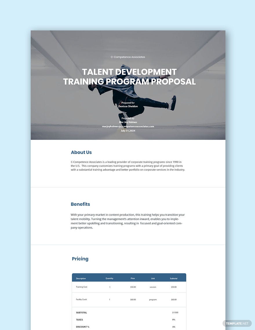 free training program proposal template format