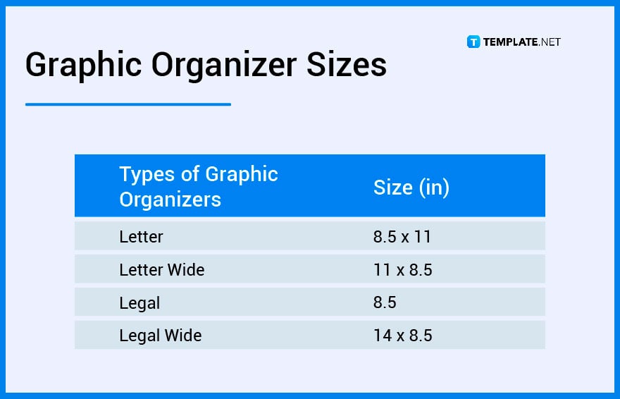 graphic organizers sizes