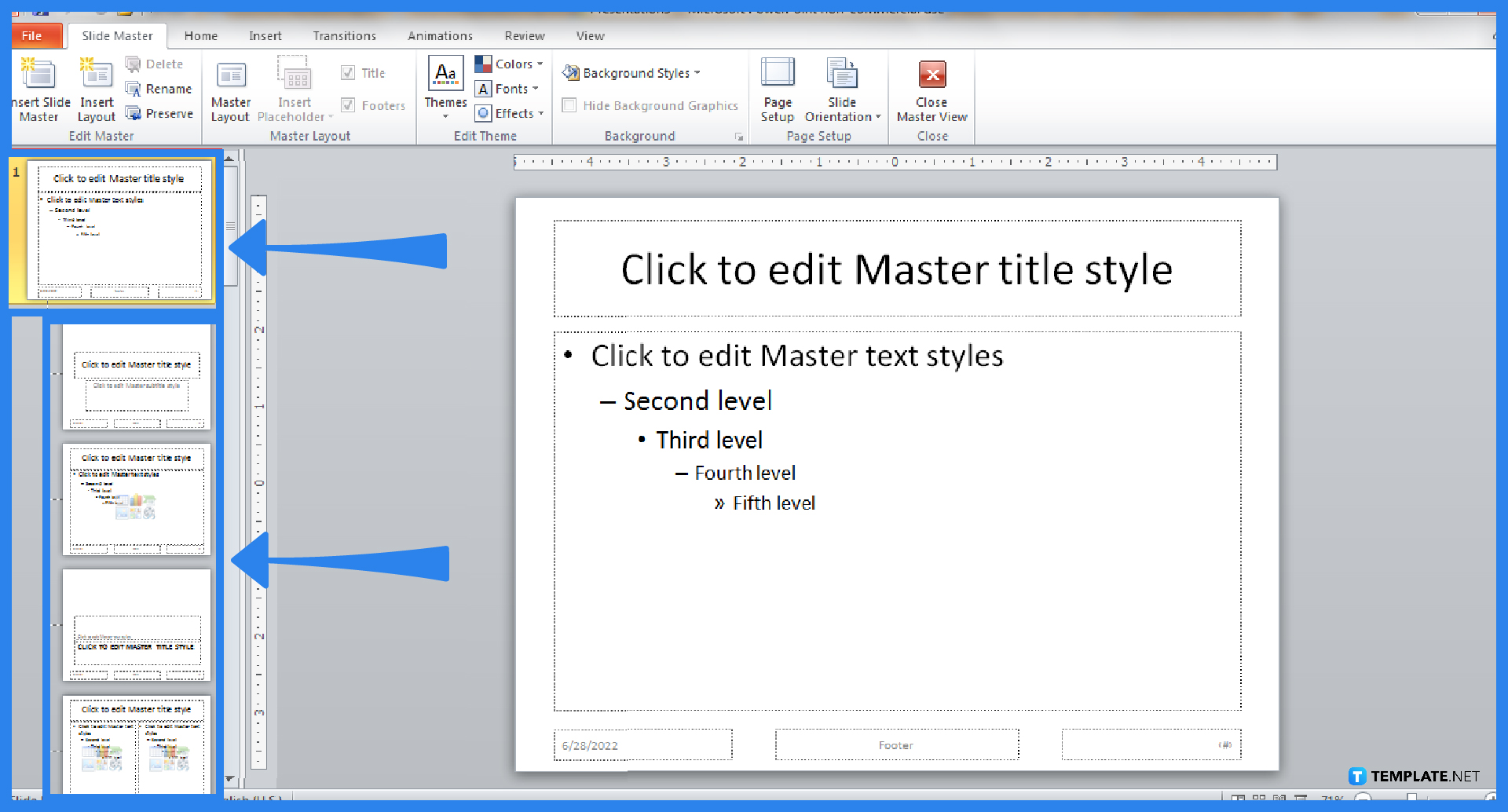 how do you access slide master view in microsoft powerpoint step