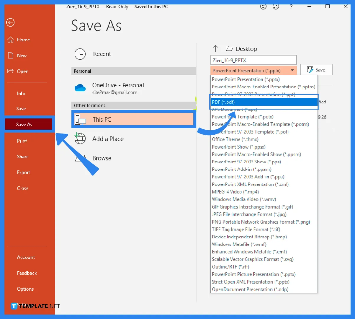 how to save powerpoint presentation in pdf