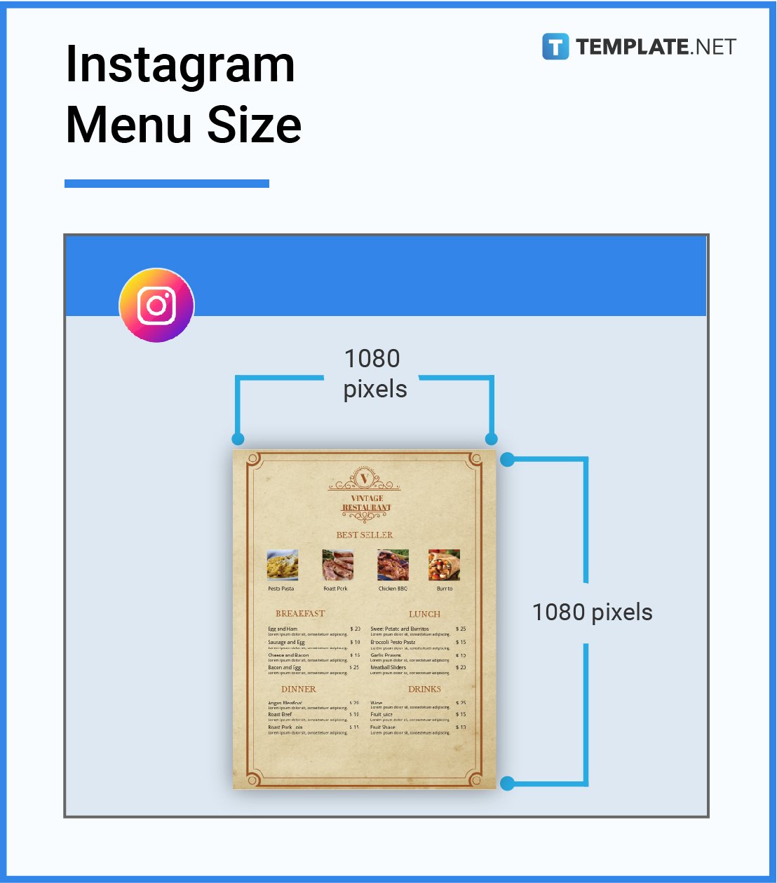 instagram menu size
