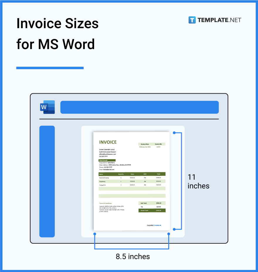 invoice sizes for ms word