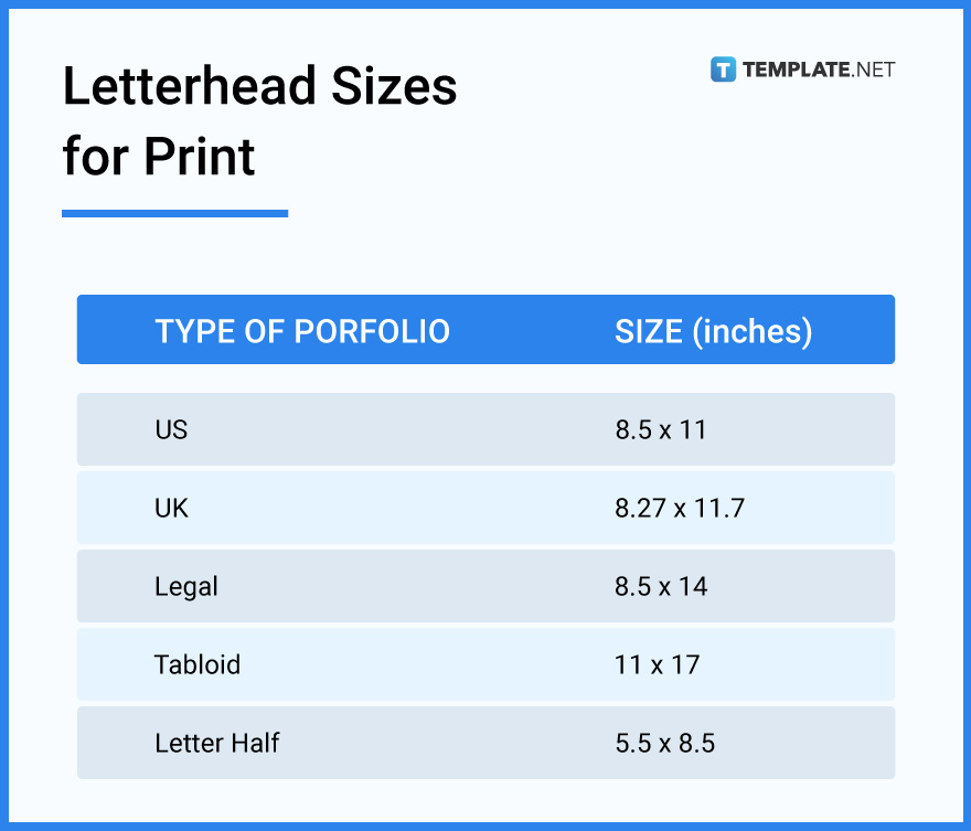 letterhead sizes for print