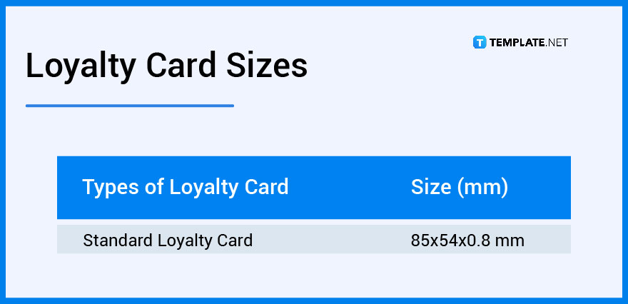 loyalty card sizes