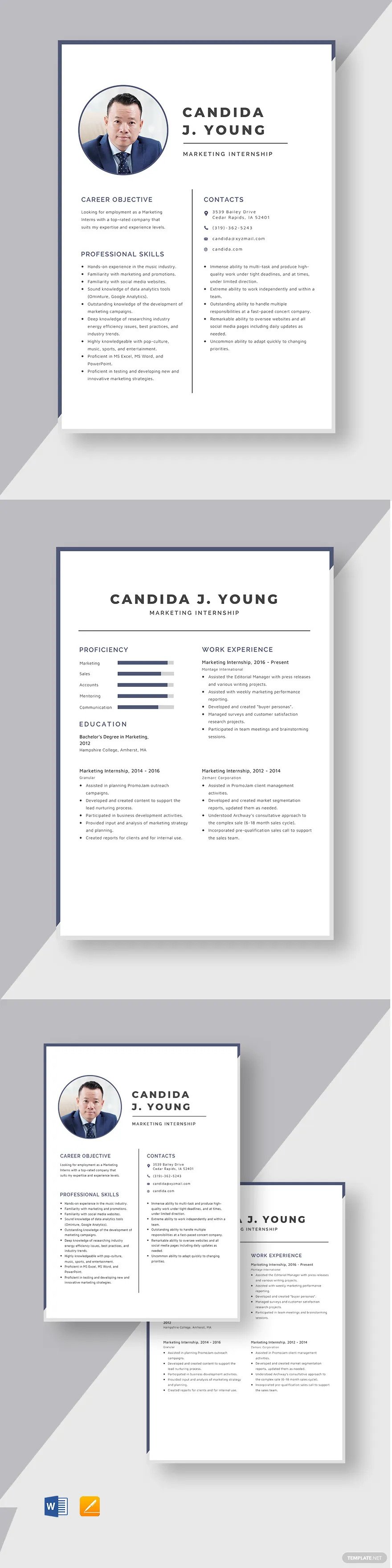 marketing internship resume template