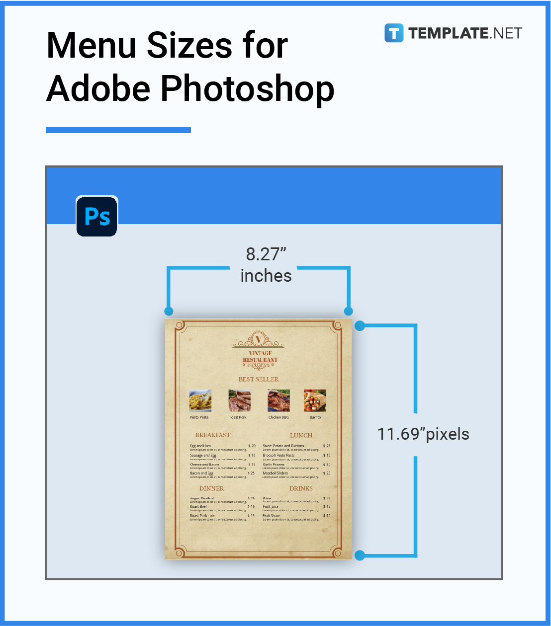 menu sizes for adobe photoshop