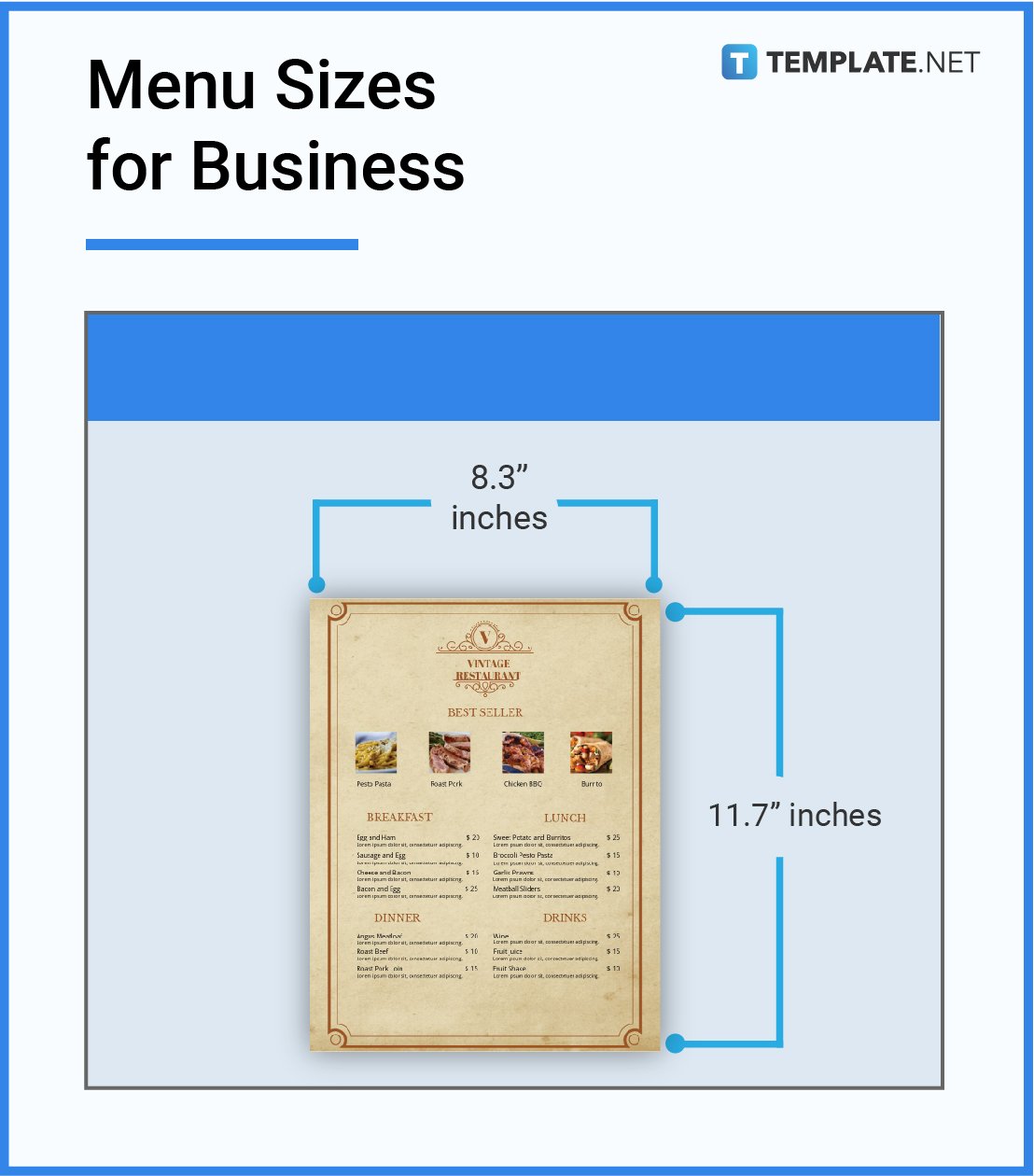 menu sizes for business