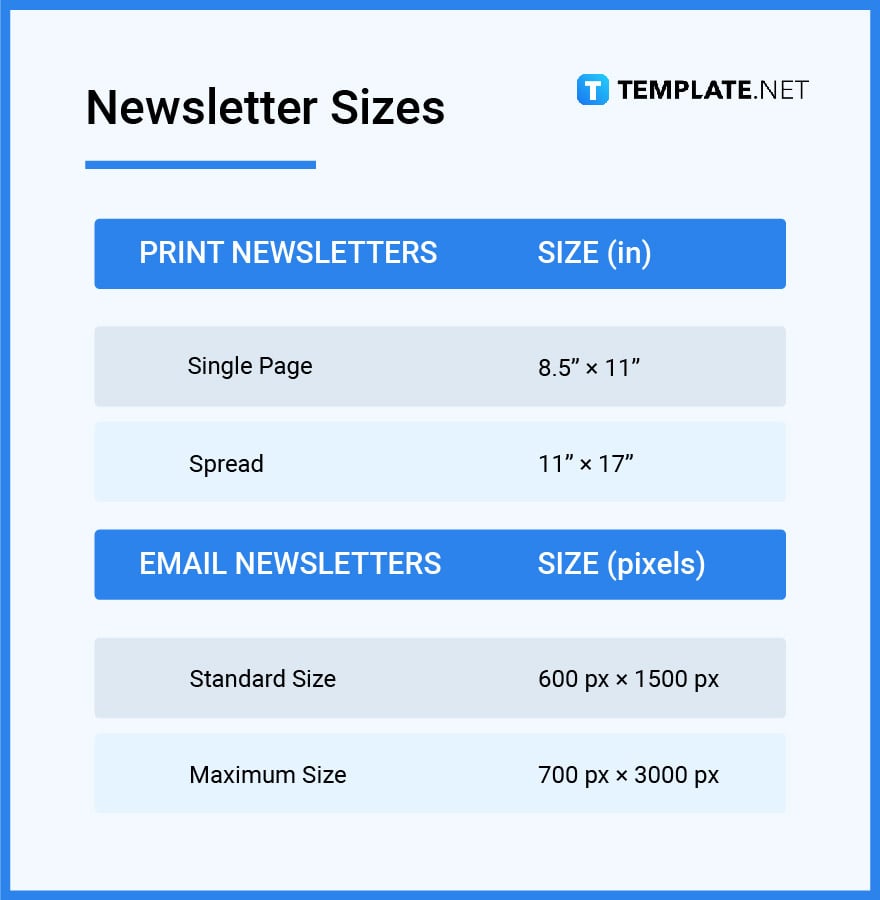 newsletter sizes