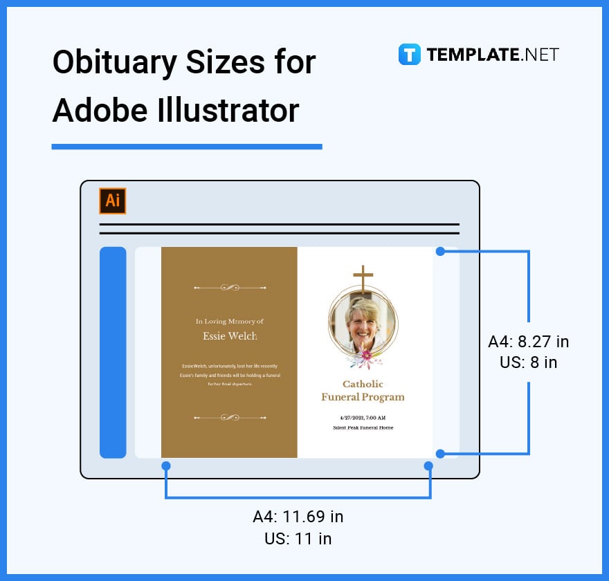 obituary sizes for adobe illustrator