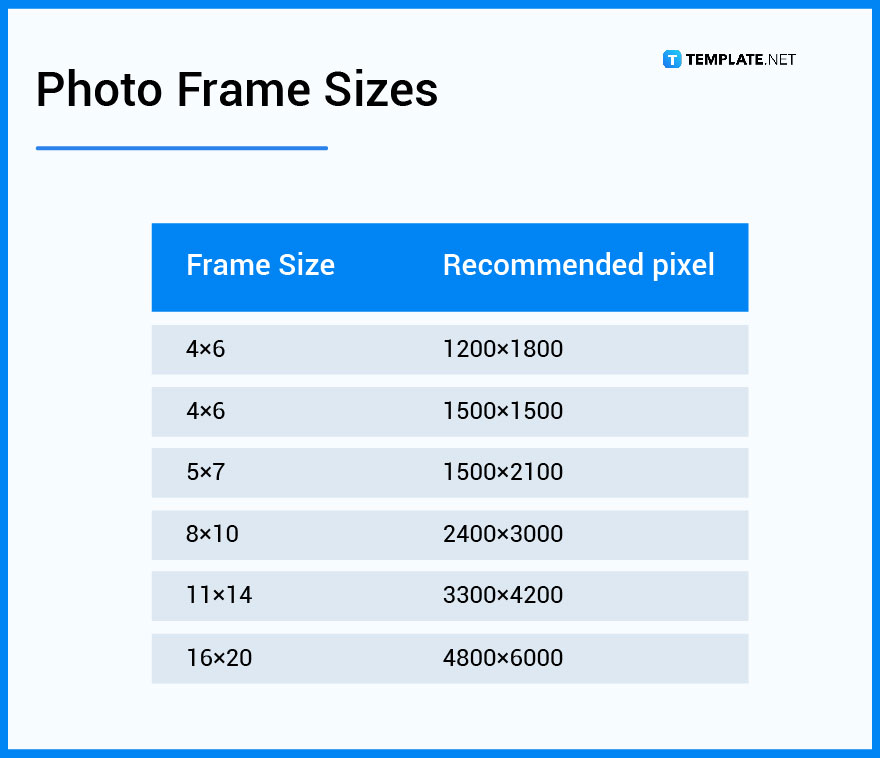 photo frame sizes