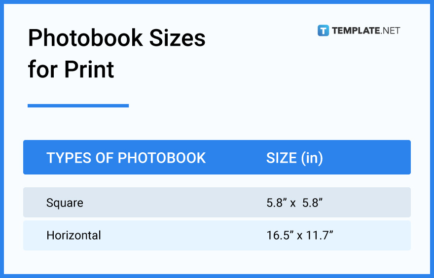 photobook sizes for print