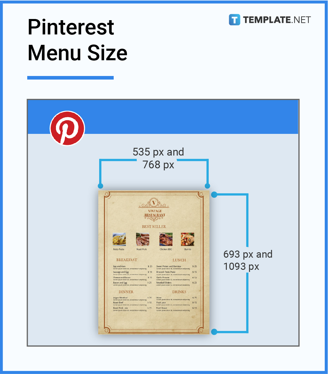 pinterest menu size