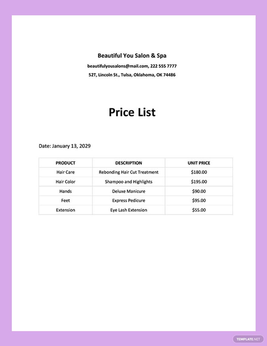 price list digital signage