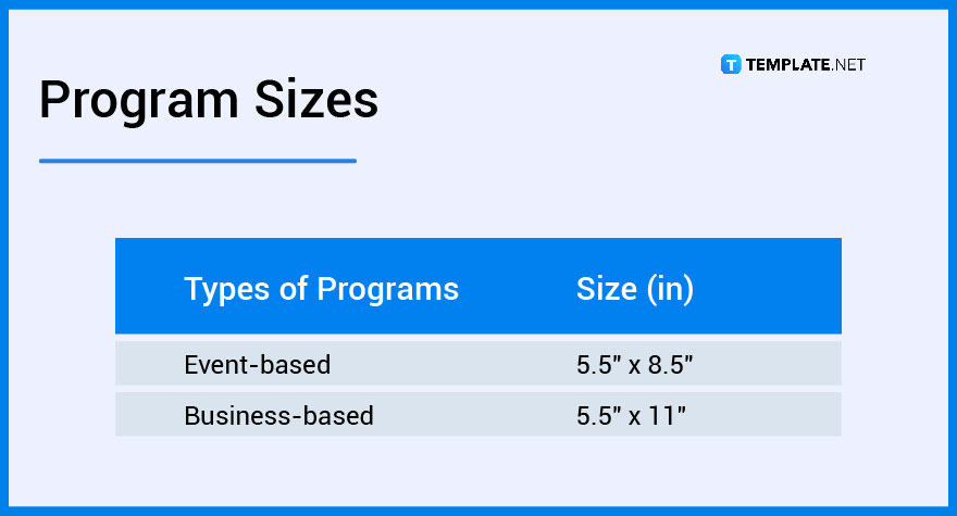 program sizes