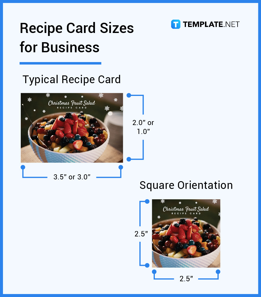 recipe card sizes for business