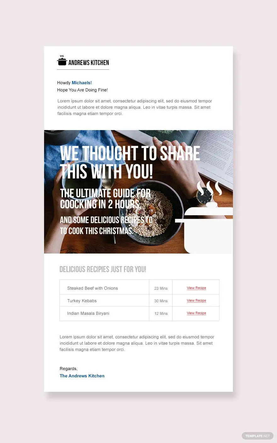 restaurant email ad