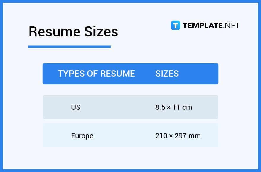 resume sizes