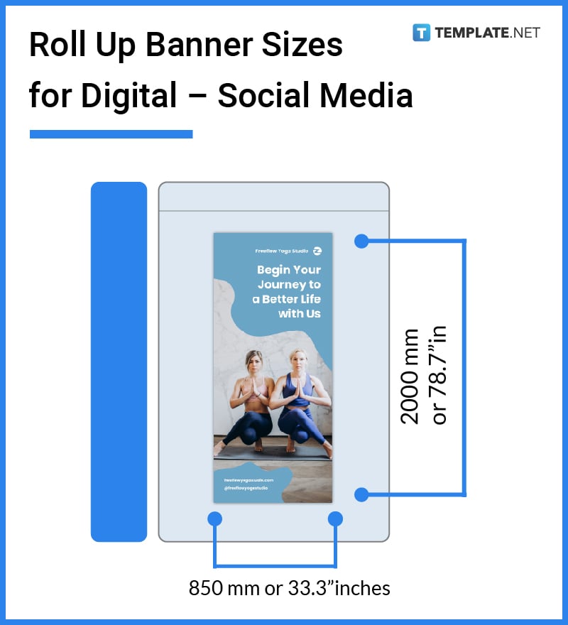 Roll Up Banner Size - Dimension, Inches, mm, cms,