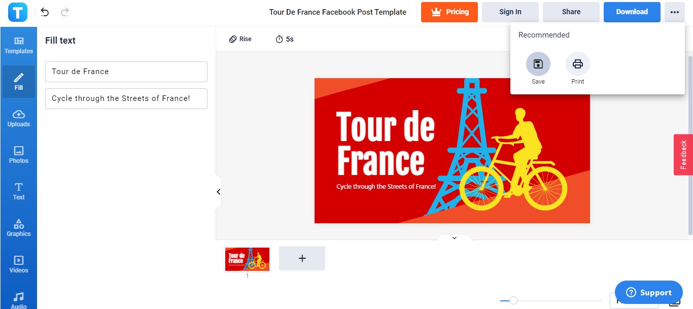 save your tour de france facebook post