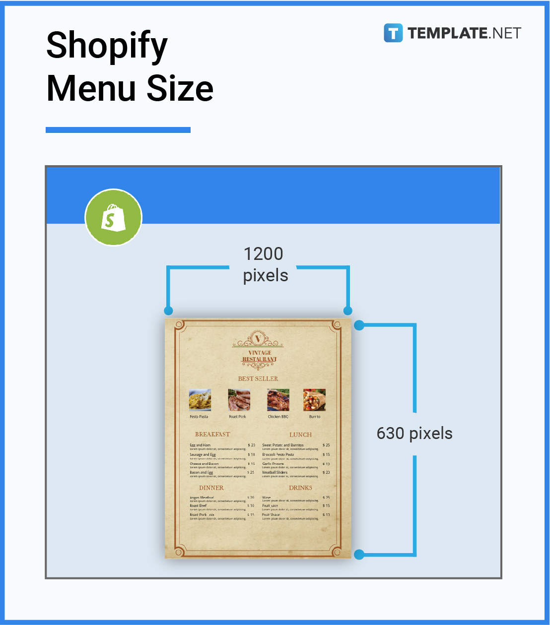 shopify menu size
