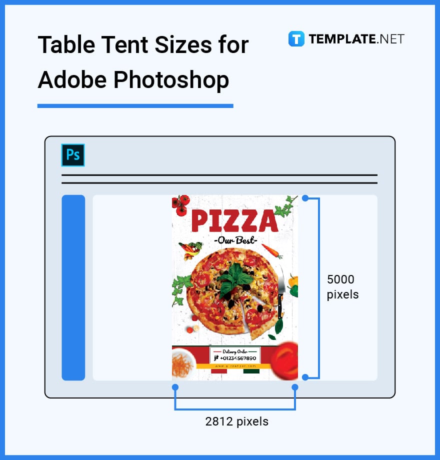 table tent sizes for adobe photoshop