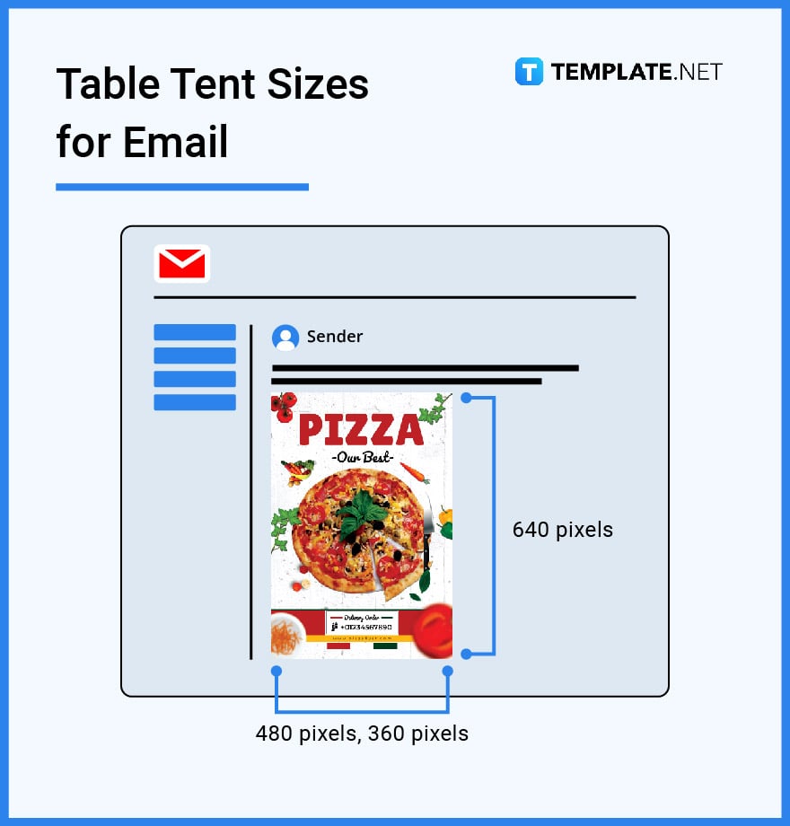 table tent sizes for email