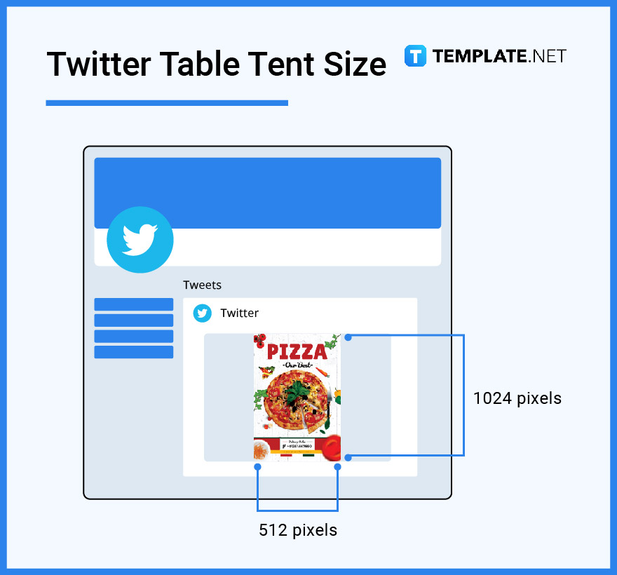 twitter table tent size